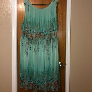 Teal Green Dress with Cardigan